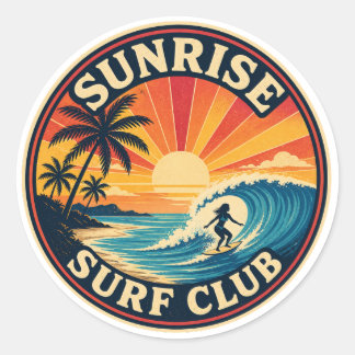 Redonda Pegatina de estilo insignia del Sunrise Surf Club