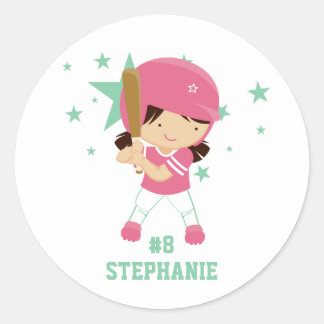 Redonda Pegatina de estrellas y jugador de softball person
