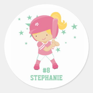 Redonda Pegatina de estrellas y jugador de softball person