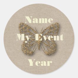 Redonda Pegatina de eventos personalizados de mariposa dor