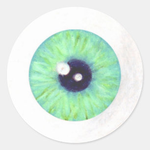 Redonda Pegatina de Eyeball Creepy Verde
