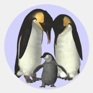 Redonda Pegatina de familia Penguin