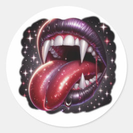 Redonda Pegatina de fantasía oscura de labios de vampiro g