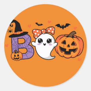Redonda Pegatina de fantasma y calabaza