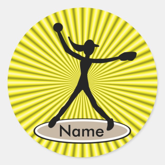 Redonda Pegatina de Fastpitch Softball Pitcher (Anverso)