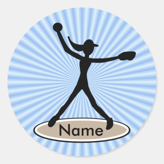 Redonda Pegatina de Fastpitch Softball Pitcher (Anverso)