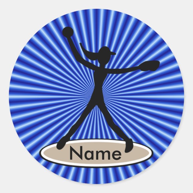Redonda Pegatina de Fastpitch Softball Pitcher (Anverso)