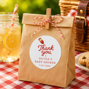Redonda Pegatina de favor de baby shower Baby-Q