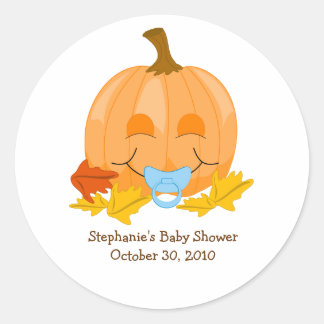 Redonda Pegatina de Favor de Baby Shower de Calabaza de Pa