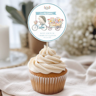 Redonda Pegatina de Favor de Baby Shower de Erizo Azul – L