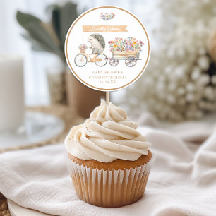 Redonda Pegatina de Favor de Baby Shower de Erizo Marrón –