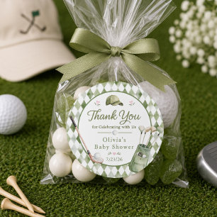 Redonda Pegatina de Favor de Baby Shower de Golf