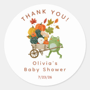 Redonda Pegatina de Favor de Baby Shower Little Pumpkin