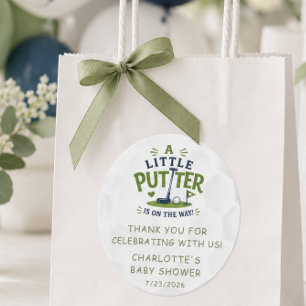 Redonda Pegatina de Favor de Baby Shower Little Putter