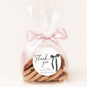 Redonda Pegatina de Favor de Boda Gótica de Lazo Negro