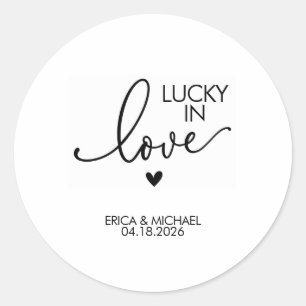 Redonda Pegatina de Favor de Boda Lucky in Love Lotto