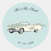 Pegatina de Favor de Coche de Boda Vintage