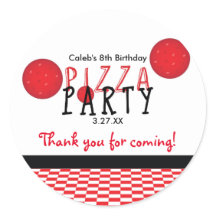 Pegatina de Favor de Cumpleaños de Pizza Party Pep