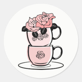 Redonda Pegatina de Favor de Ducha Bridal Tea Teacup