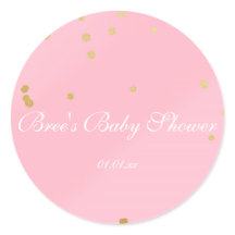 Pegatina de Favor de Ducha Glam de Confeti Rosa y