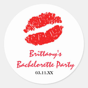 Redonda Pegatina de favor de fiesta de beso de labios blan