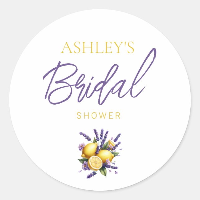 Redonda Pegatina de Favor de Lavanda y Limón (Anverso)