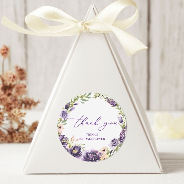 Redonda Pegatina de Favor de Ronda Floral Púrpura (Subido por el creador)