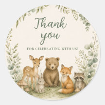 Pegatina de Favor para Baby Shower de Bosque