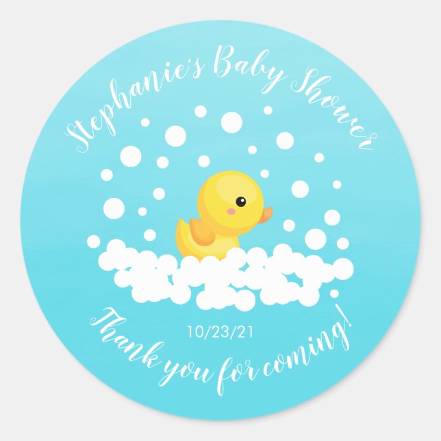 Redonda Pegatina de favores de Baby Shower de duque de gom (Anverso)