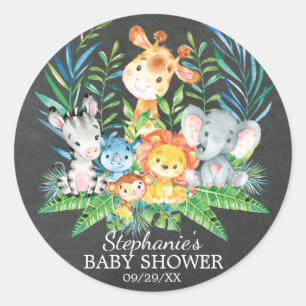 Redonda Pegatina de favores de Baby Shower para animal Saf