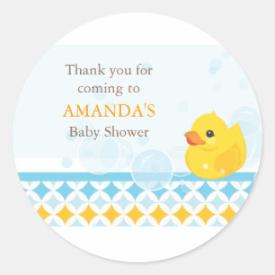 Redonda Pegatina de favores de Baby Shower Rubber Ducky