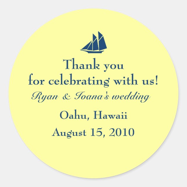 Redonda Pegatina de favores matrimoniales (Anverso)