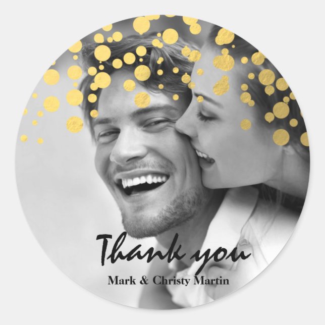 Redonda Pegatina de Favorito de Foto Personalizada de Conf (Anverso)