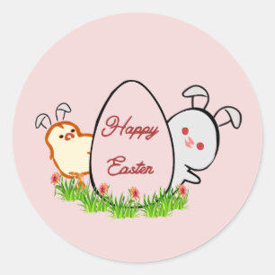 Redonda Pegatina de Feliz Pascua