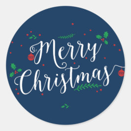 Redonda Pegatina de feriado de Navidades Merry Mistletoe