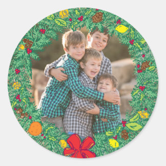Redonda Pegatina de festividades fotográficas: Navidades W