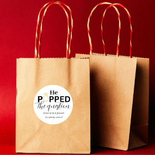 Redonda Pegatina de fiesta de compromiso, él pidió su mano