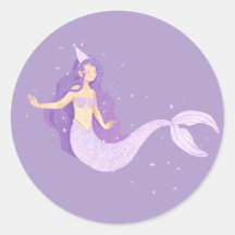 Pegatina de fiesta de cumpleaños de sirena | Cumpl