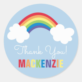 Redonda Pegatina de Fiesta de cumpleaños feliz arcoiris br