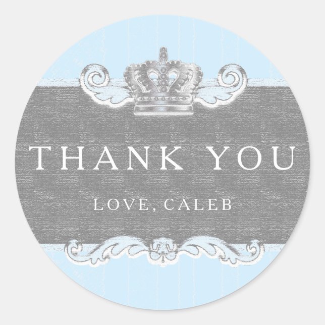 Redonda Pegatina de Fiesta de príncipe azul de la cosecha  (Anverso)