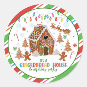 Redonda Pegatina de Fiesta decorativo de la casa Gingerbre