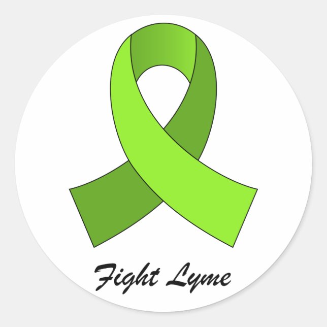 Redonda Pegatina de Fight Lyme Ribbon (Anverso)