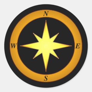 Redonda Pegatina de flecha norte de bronce