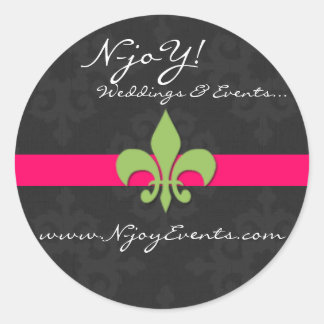 Redonda pegatina de fleur de lis y damask