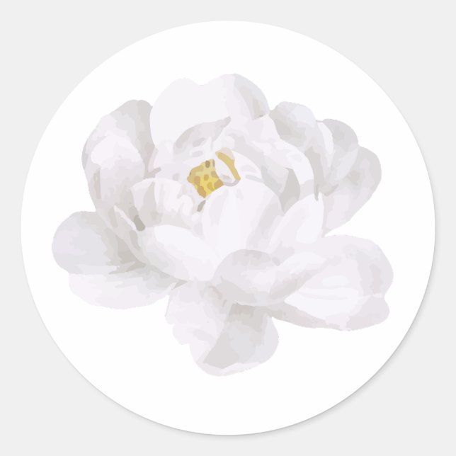 Redonda Pegatina de flor blanca (Anverso)
