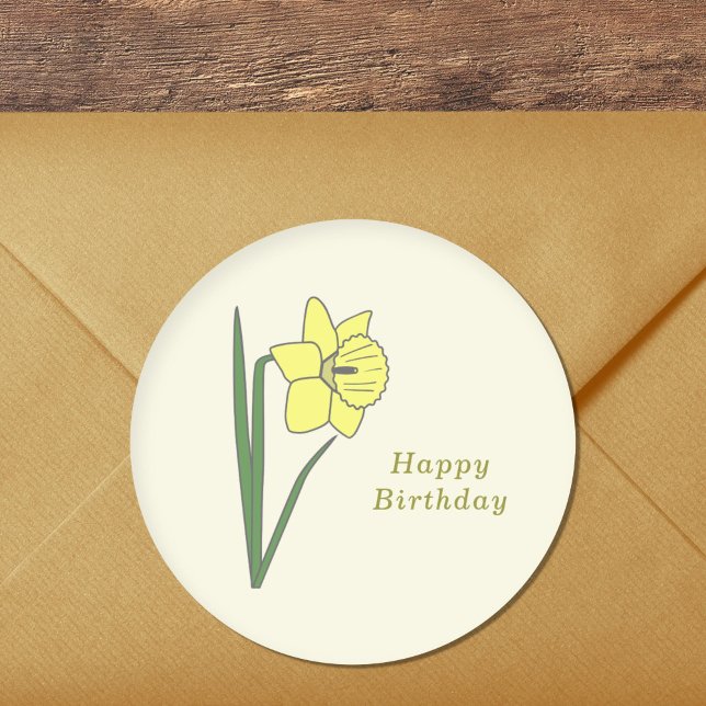 Redonda Pegatina de flor Daffodil Pastel Botánico (Botanical Daffodil Sticker)