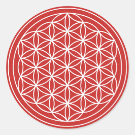 Redonda Pegatina de Flor Roja de la Vida