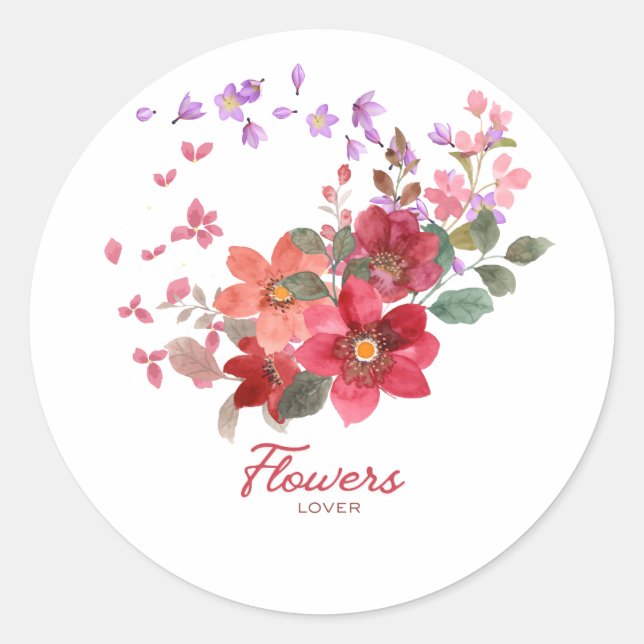 Redonda Pegatina de flores (Anverso)