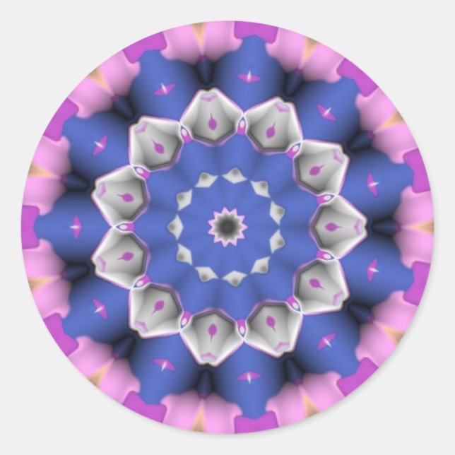 Redonda Pegatina de flores azules (Anverso)