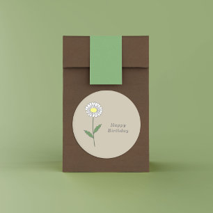 Redonda Pegatina de flores Daisy Pastel Botánico